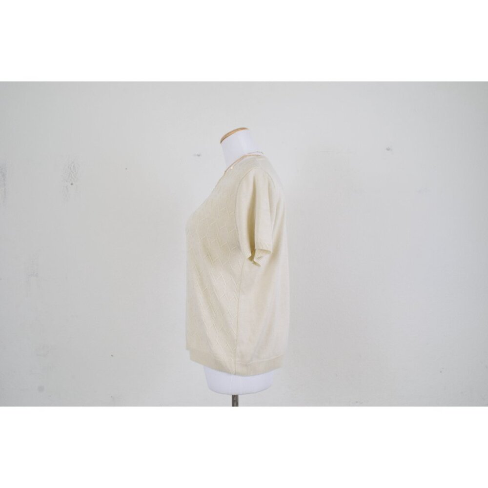 Vintage 80s Beige Knit Pullover Top | size PXL - Picture 3 of 10